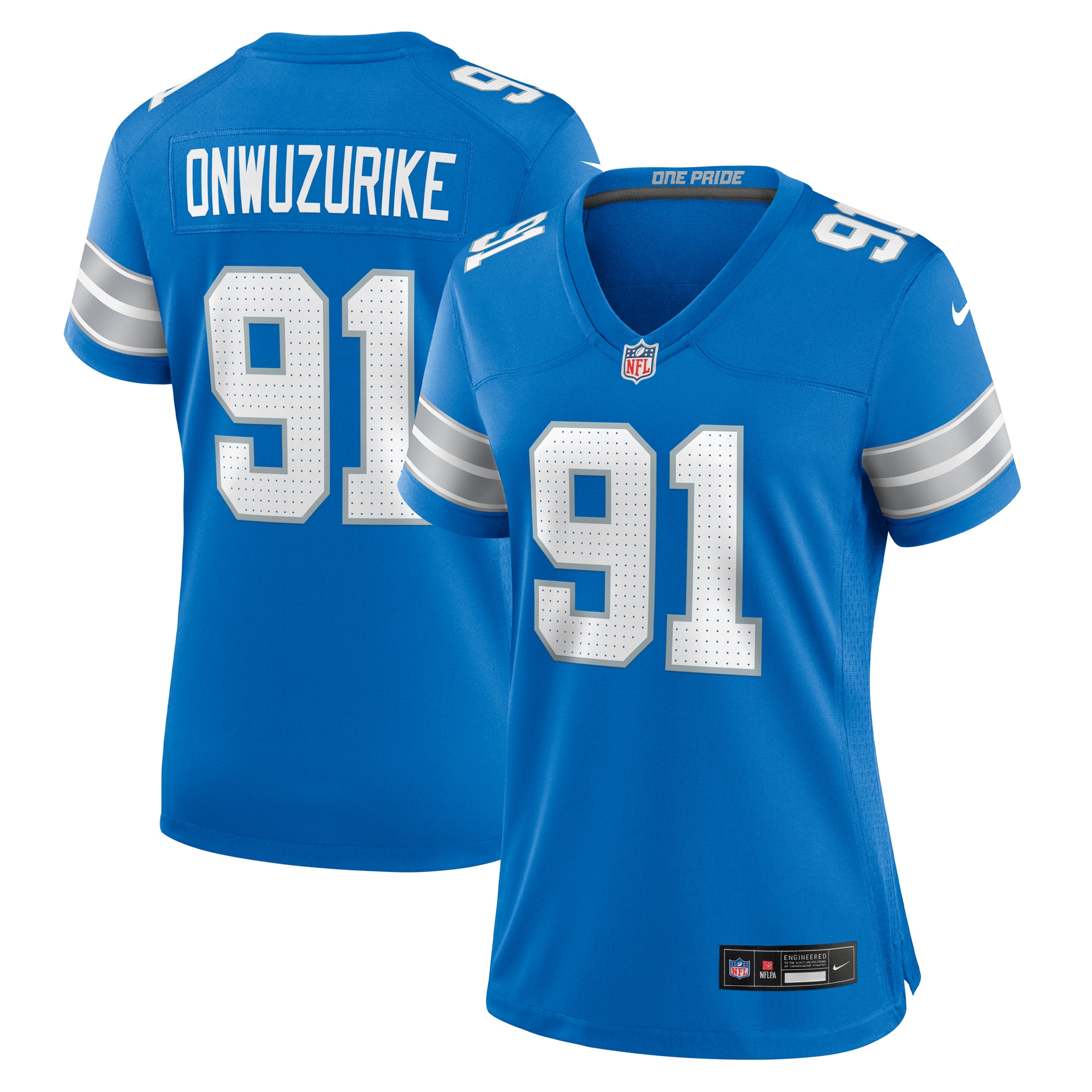 Detroit Lions Levi Onwuzurike Blue Team Game NFL Jersey Women's