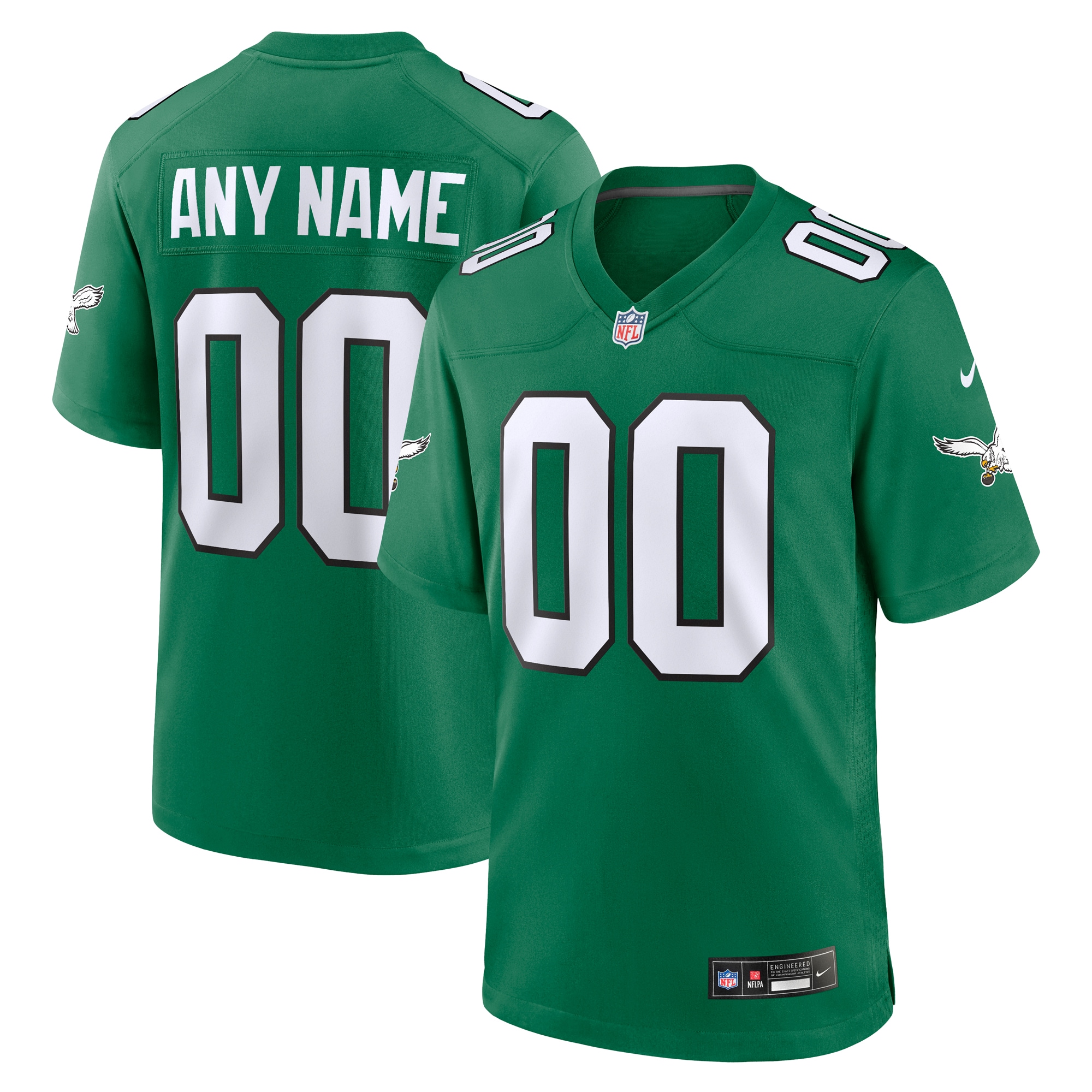 Philadelphia Eagles Kelly Green Alternate Custom Game NFL Jersey Men's
