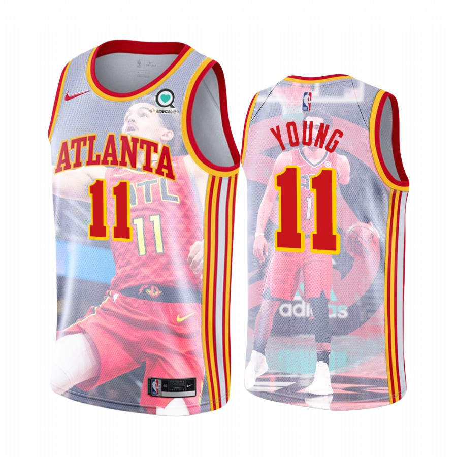 Atlanta Hawks Trae Young 11 56 Points Highlights Commemorative NBA Jersey Men's