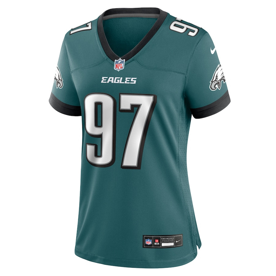 Moro Ojomo 97 Philadelphia Eagles Team Game Midnight Green NFL Jersey Women's
