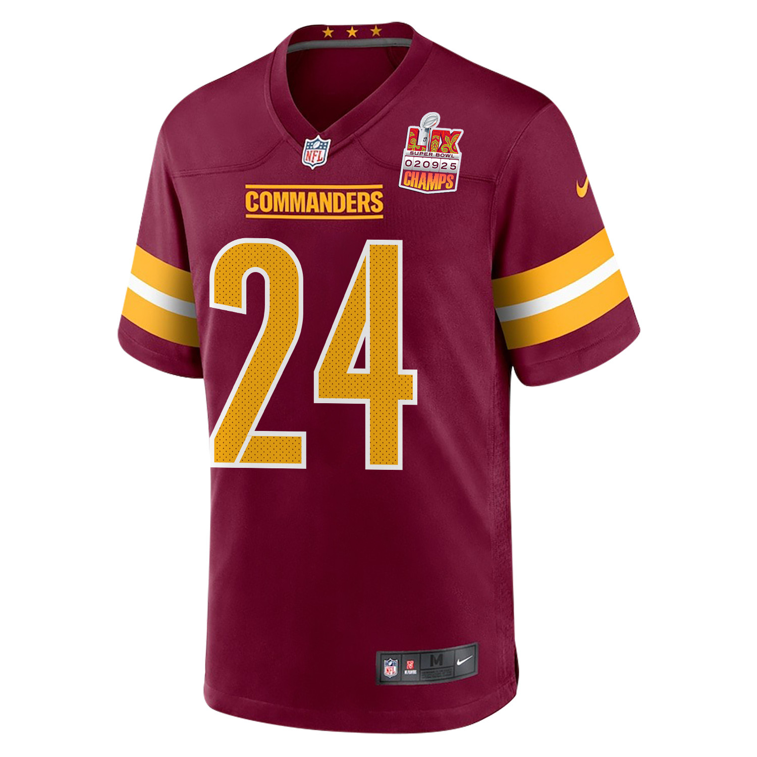 Michael Davis 24 Washington Commanders Super Bowl LIX Champions Patch Game Burgundy NFL Jersey Men's