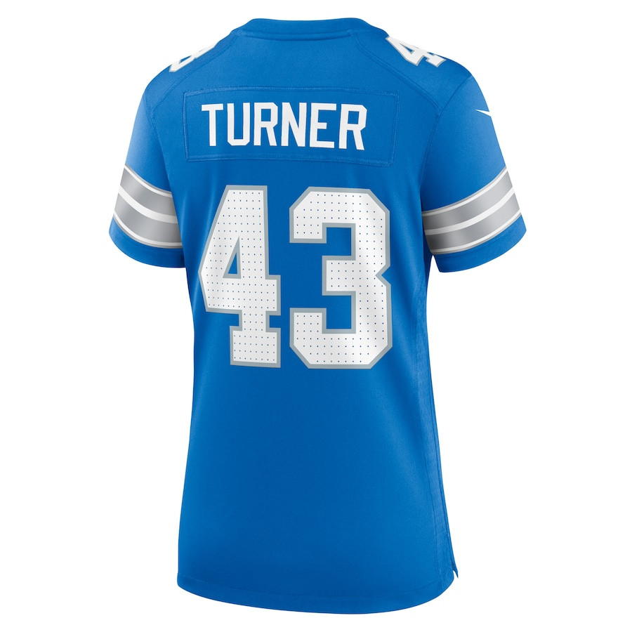 James Turner 43 Detroit Lions Game Blue NFL Jersey Women's