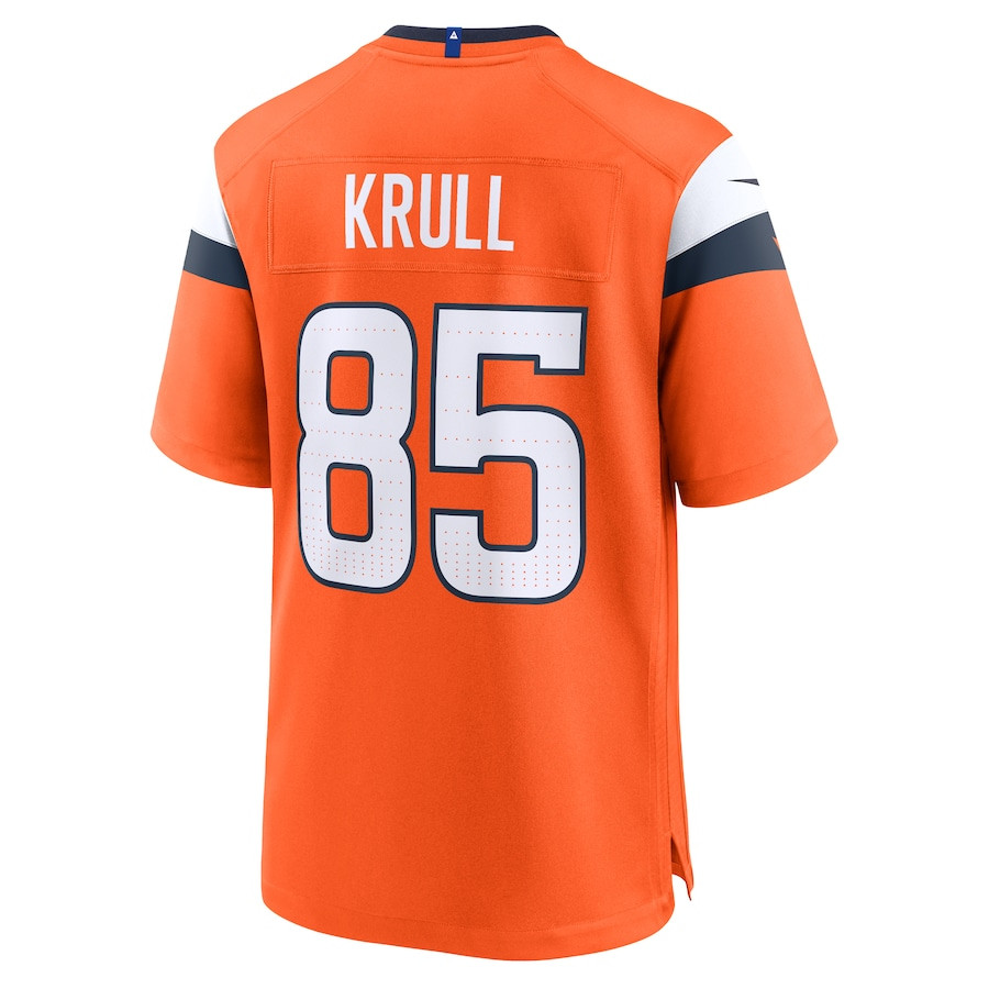 Lucas Krull 85 Denver Broncos Team Game Orange NFL Jersey Men's