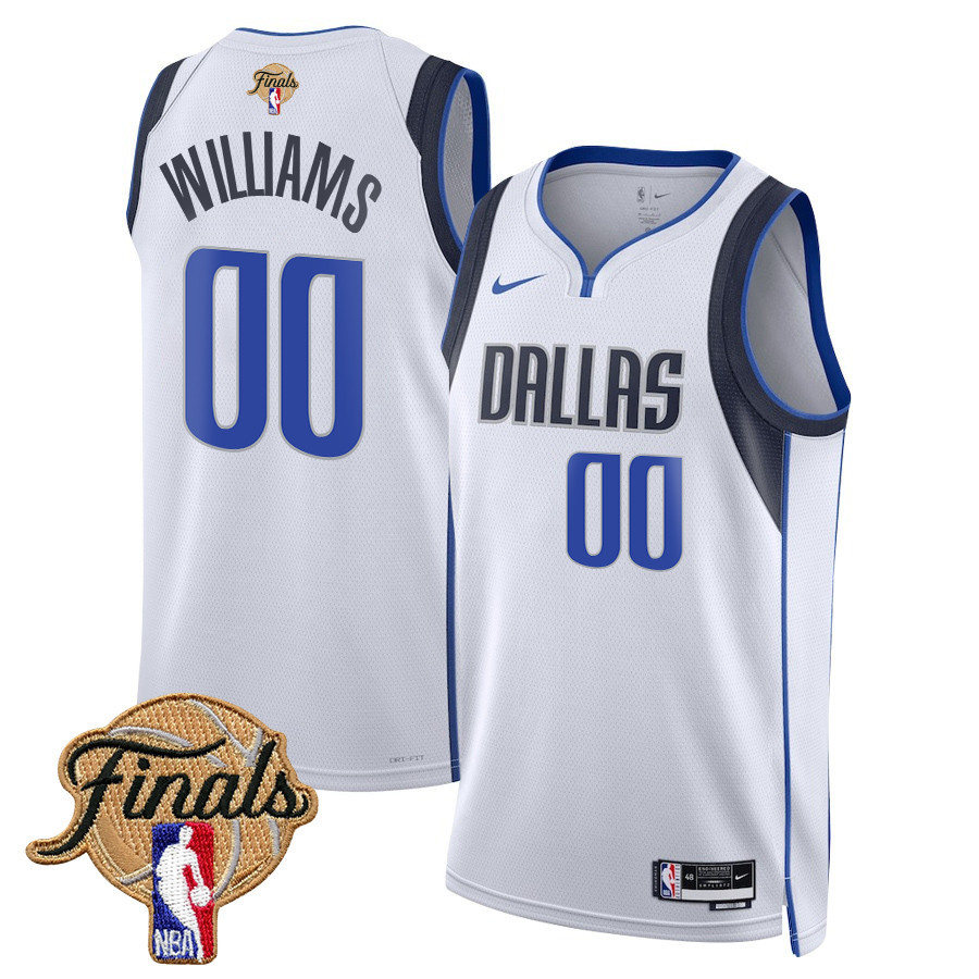 Brandon Williams 00 Dallas Mavericks 2024 FINALS PATCH Swingman Association Editio White NBA Jersey Men's