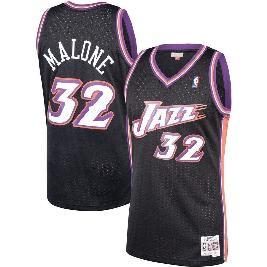 Karl Malone Utah Jazz Mitchell Ness 1998-99 Hardwood Classics Swingman Black NBA Jersey Men's