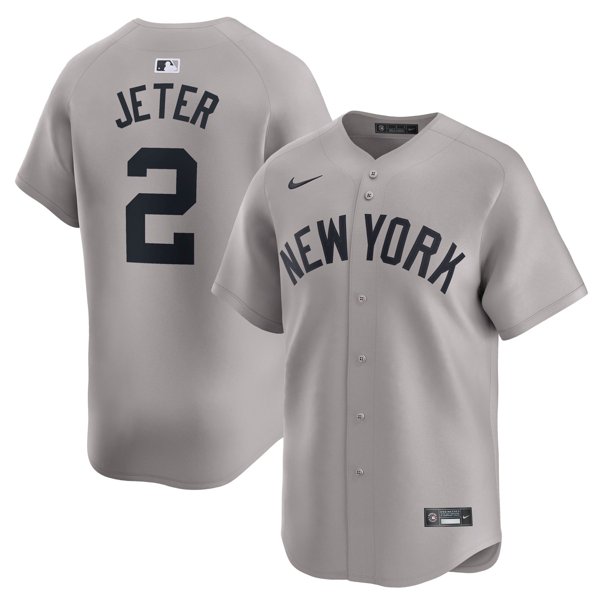New York Yankees Derek Jeter Gray Away Limited Player MLB Jersey Men's
