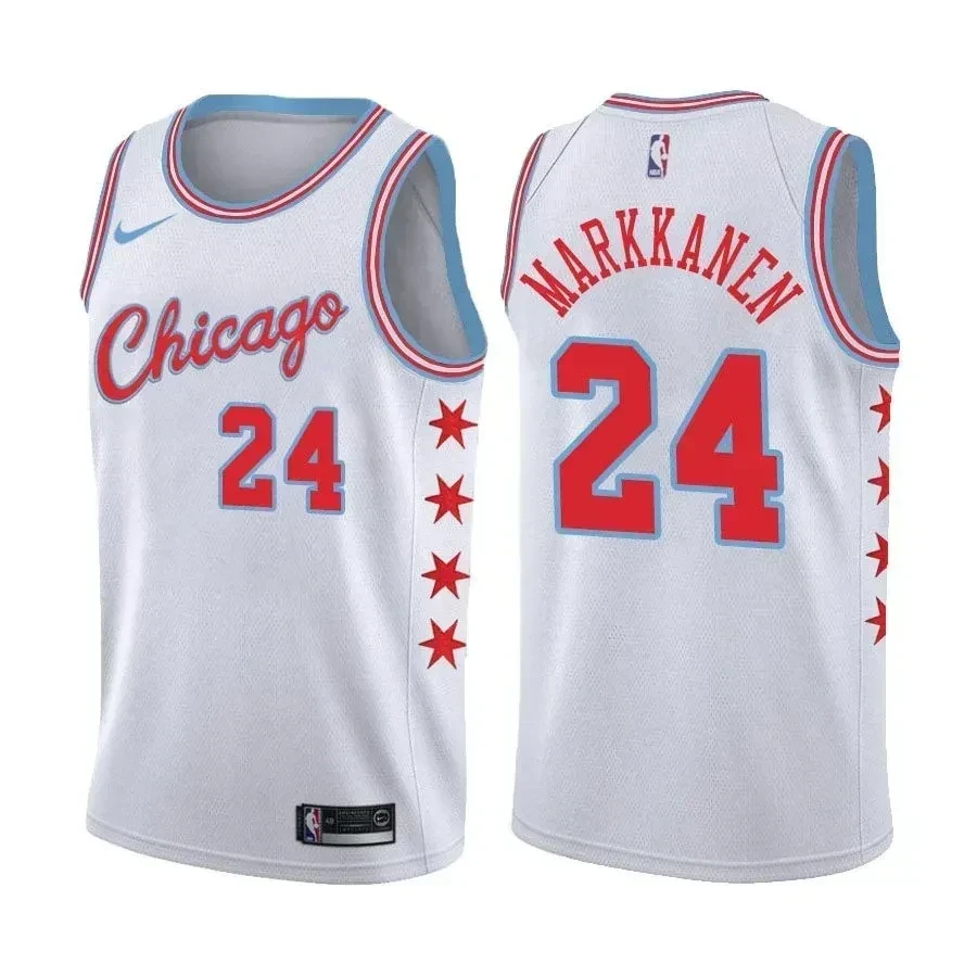 Chicago Bulls Lauri Markkanen 24 City Editio White NBA Jersey Men's