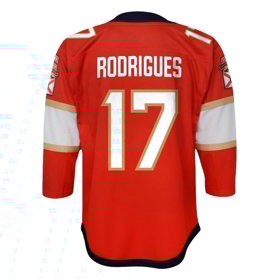 Evan Rodrigues 17 Florida Panthers 2024 STANLEY CUP Final Home Breakaway Red NHL Jersey Youth