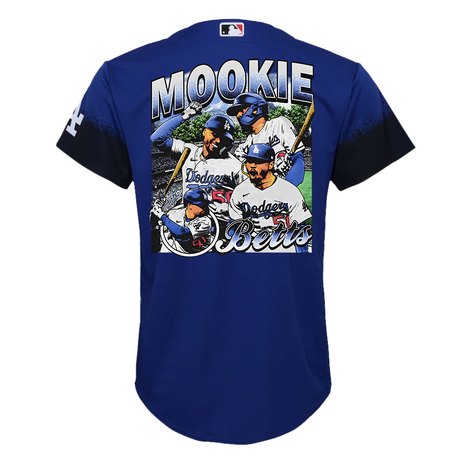 Mookie Betts 50 Los Angeles Dodgers Stadium 2023 City Connect Player Royal MLB Jersey Youth