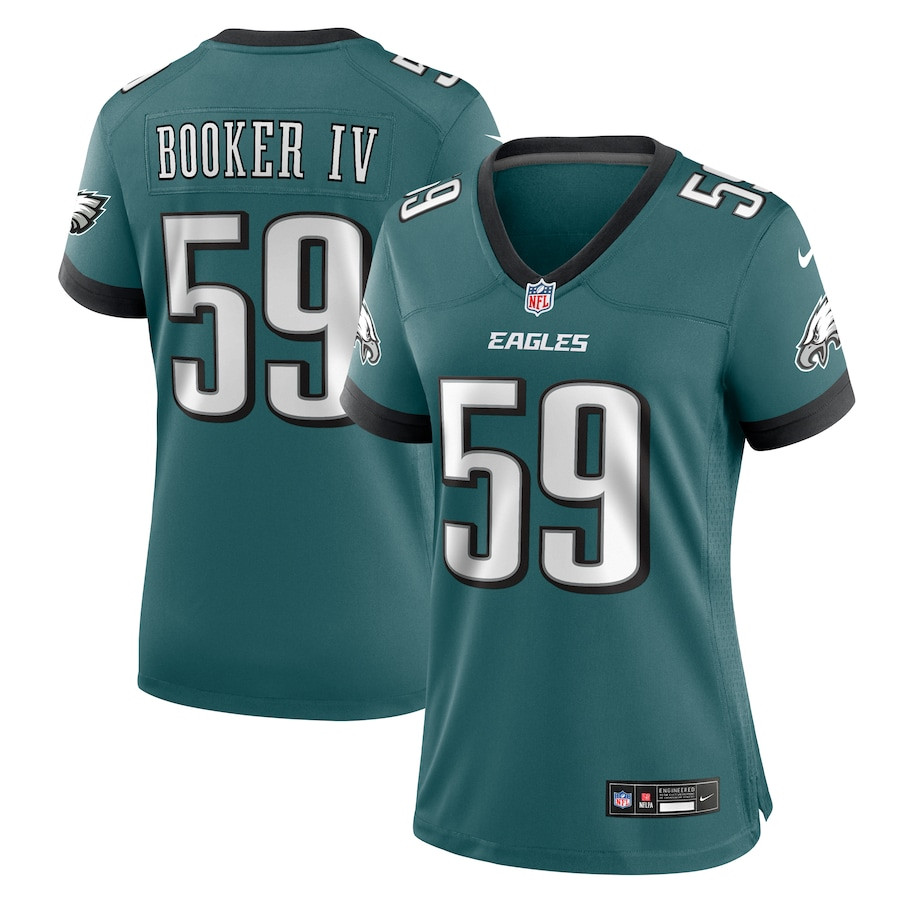 Thomas Booker IV 59 Philadelphia Eagles Team Game Midnight Green NFL Jersey Women's