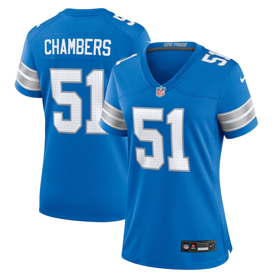 Steele Chambers 51 Detroit Lions Game Blue NFL Jersey Women's