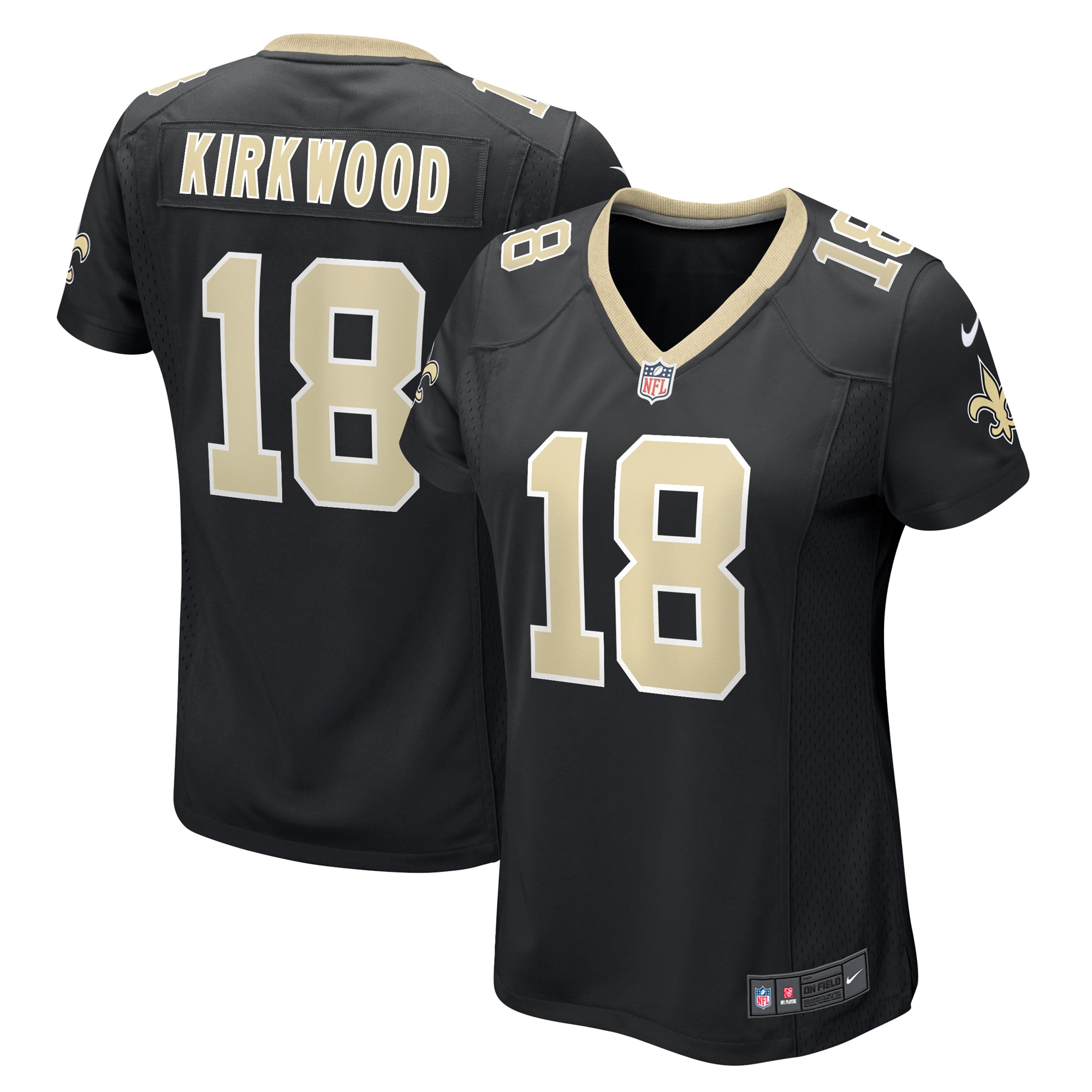 New Orleans Saints Keith Kirkwood Black Team Game NFL Jersey Women's