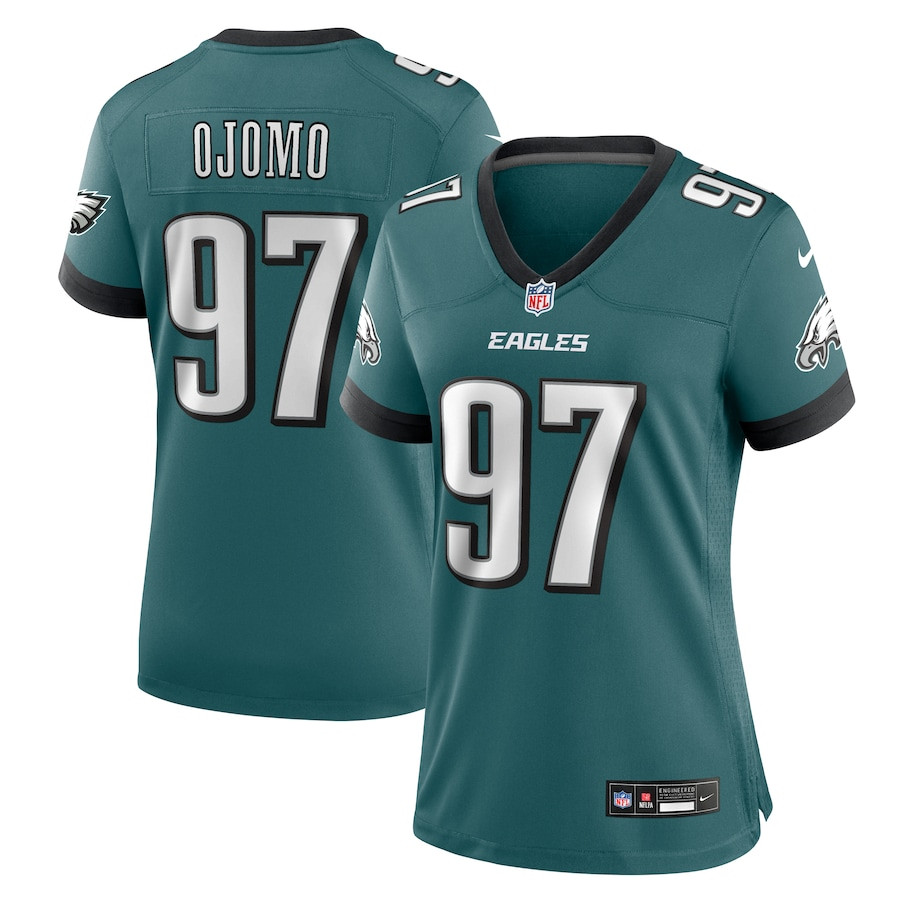 Moro Ojomo 97 Philadelphia Eagles Team Game Midnight Green NFL Jersey Women's