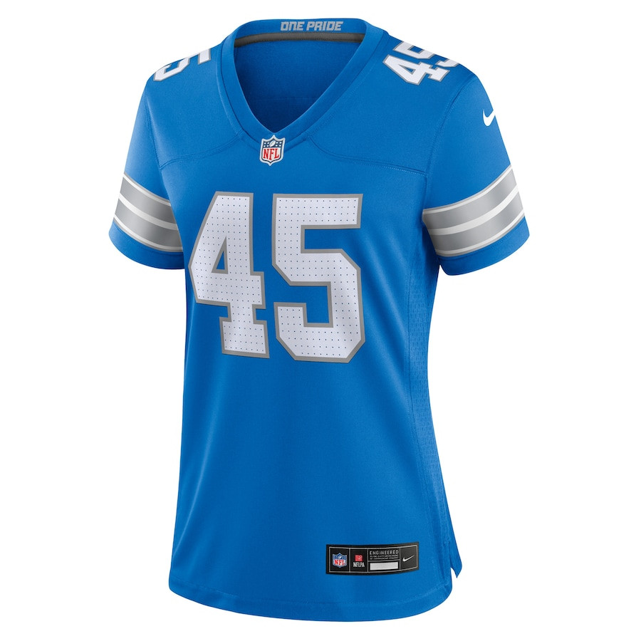 Isaac Ukwu 45 Detroit Lions Game Blue NFL Jersey Women's