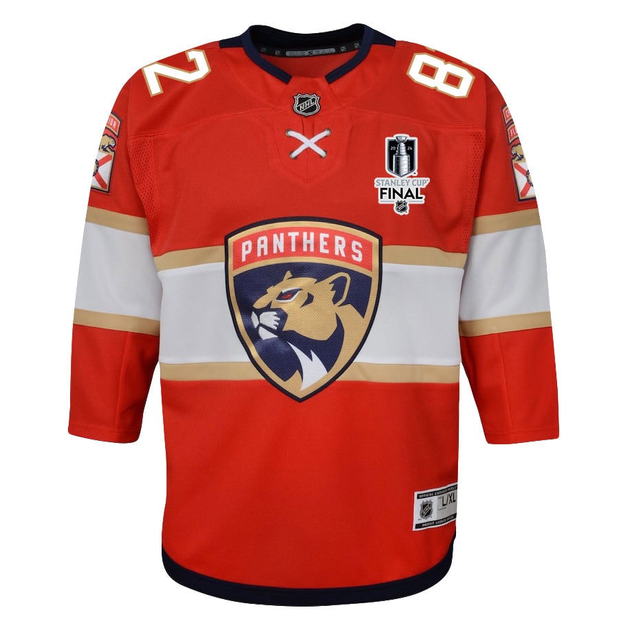 Kevin Stenlund 82 Florida Panthers 2024 STANLEY CUP Final Home Breakaway Red NHL Jersey Youth