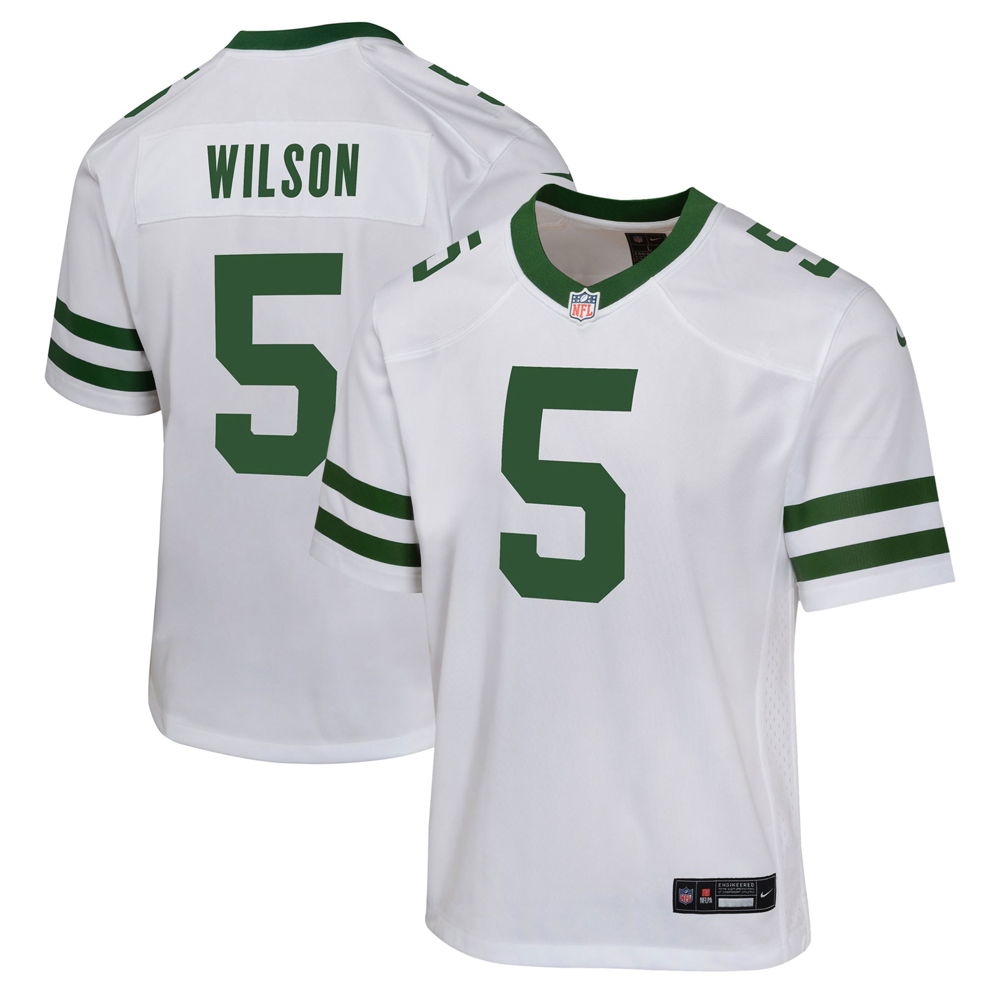 New York Jets Garrett Wilson Legacy White Game NFL Jersey Youth