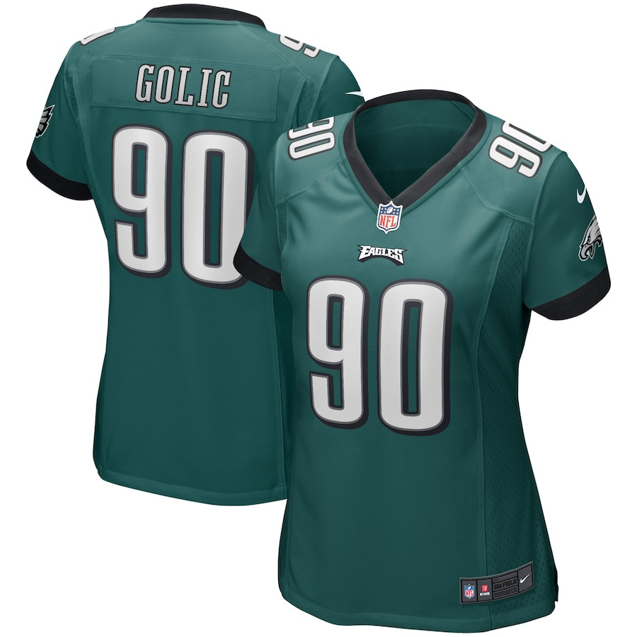 Mike Golic 90 Philadelphia Eagles Game Retired Midnight Green NFL Jersey Women's