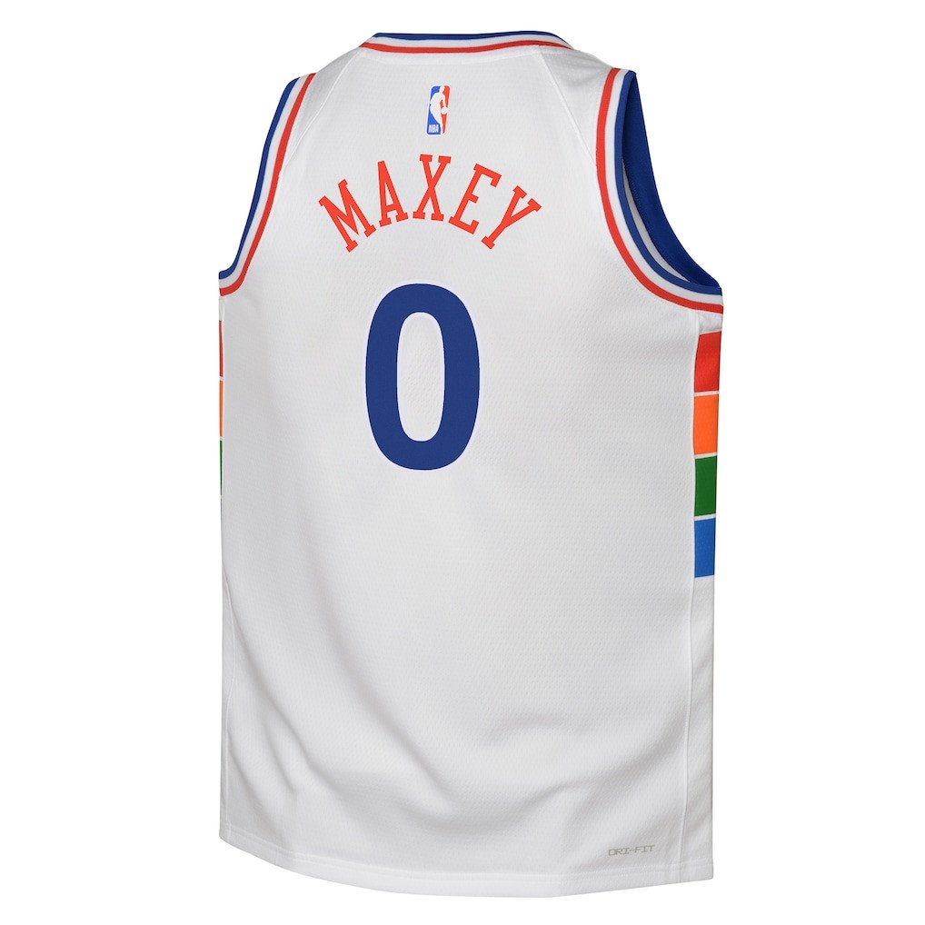Tyrese Maxey 0 Philadelphia 76ers 2024/25 Swingman Playe City Editio White NBA Jersey Youth