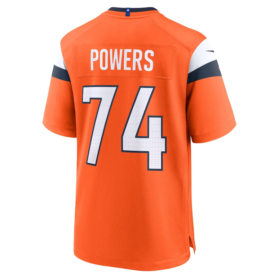Ben Powers 74 Denver Broncos Team Game Orange NFL Jersey Men's