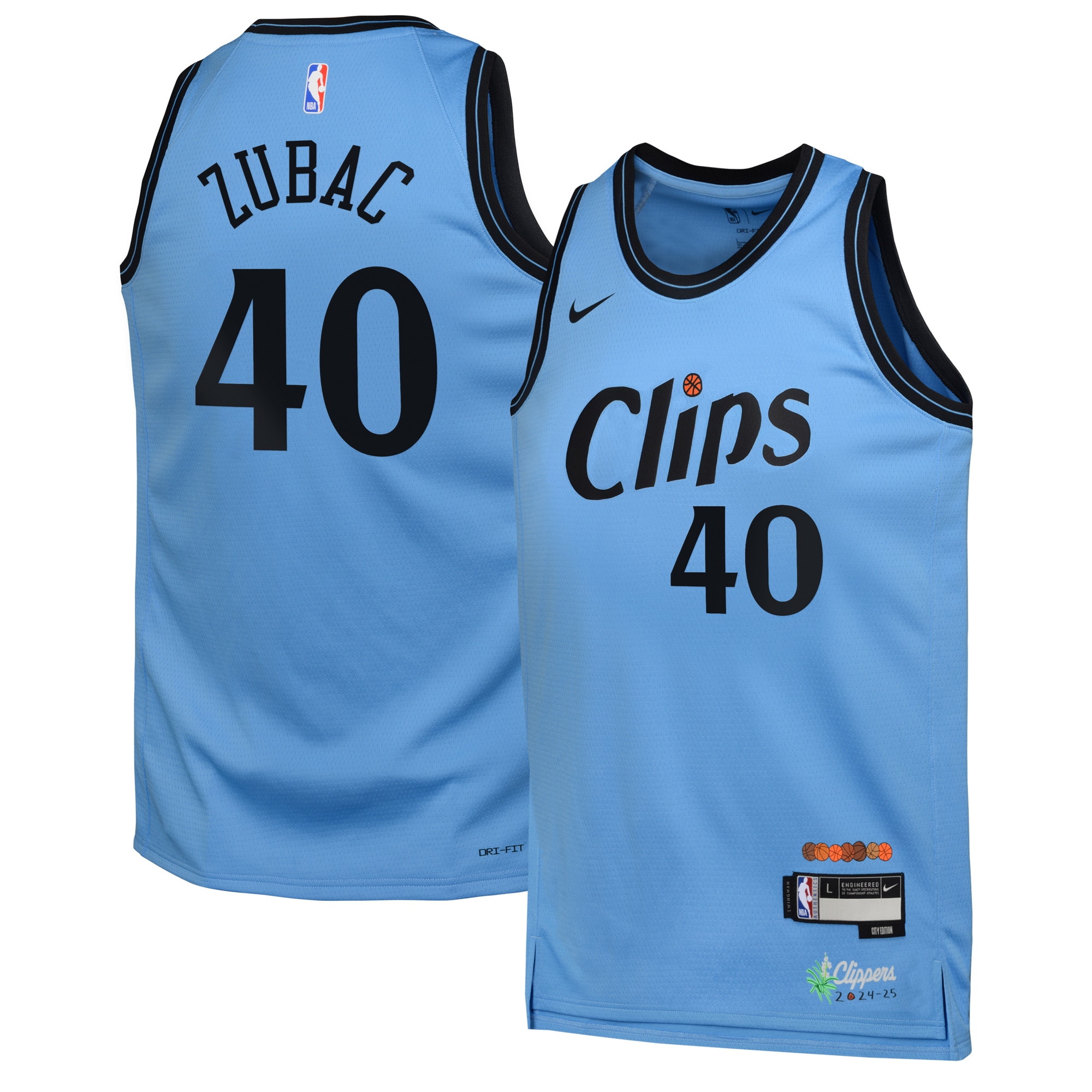 Camiseta City Edition Swingman de los Los Angeles Clippers 2024 Azul Ivica Zubac Juvenil NBA Jersey Men's