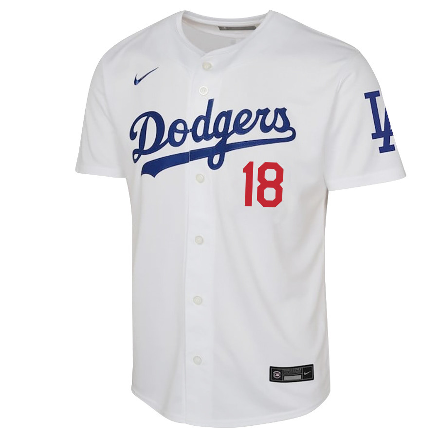 Yoshinobu Yamamoto 18 Signed Los Angeles Dodgers Home White MLB Jersey Youth