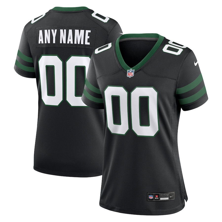 New York Jets Alternate Game Custom Women, Black NFL Jersey Women's