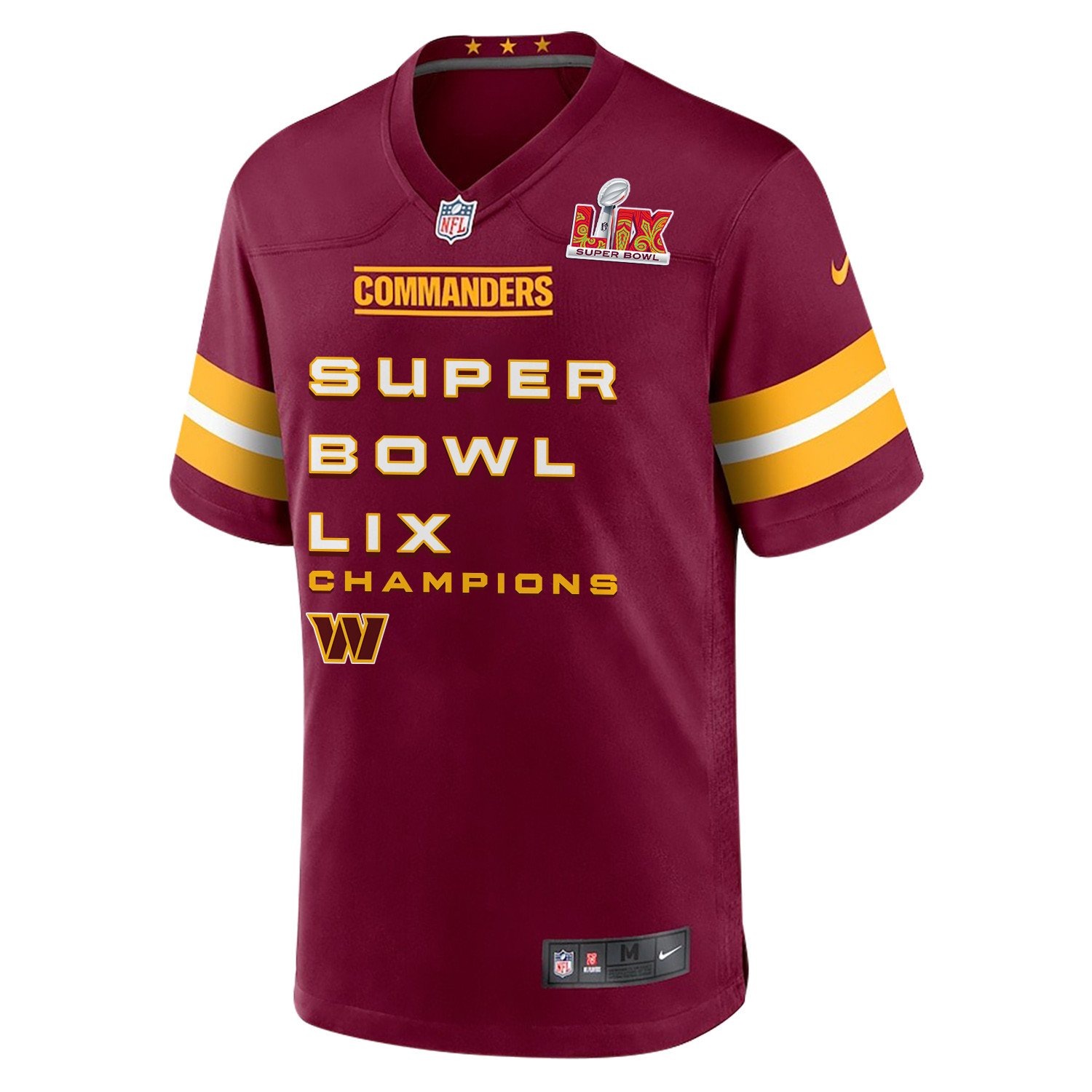 Washington Commanders Super Bowl LIX Champions V3 Game Custom Burgundy NFL Jersey Men's