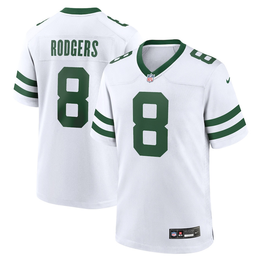Aaron Rodgers 8 New York Jets Game, Legacy White NFL Jersey Youth