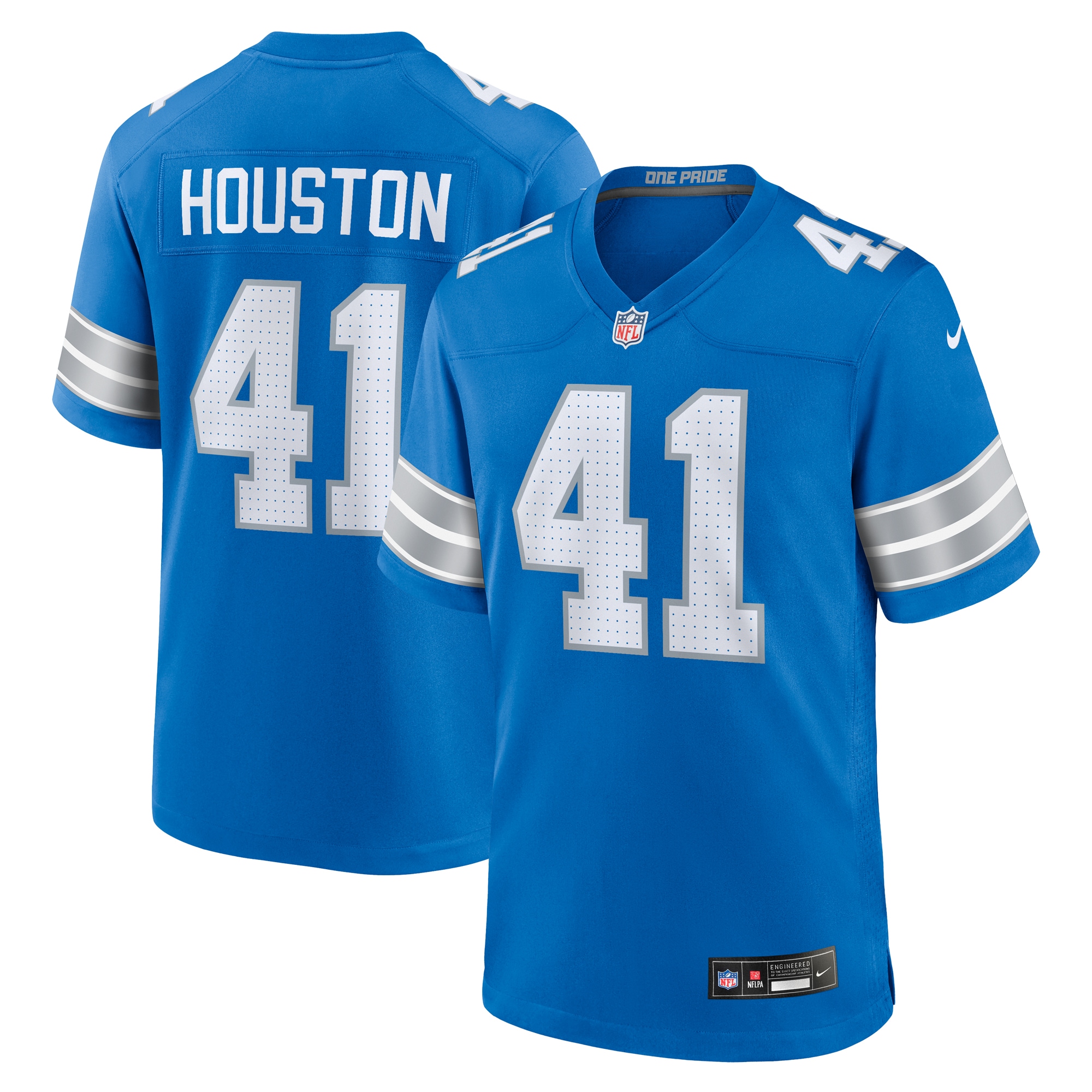 Detroit Lions James Houston Blue Team Game NFL Jersey Men's