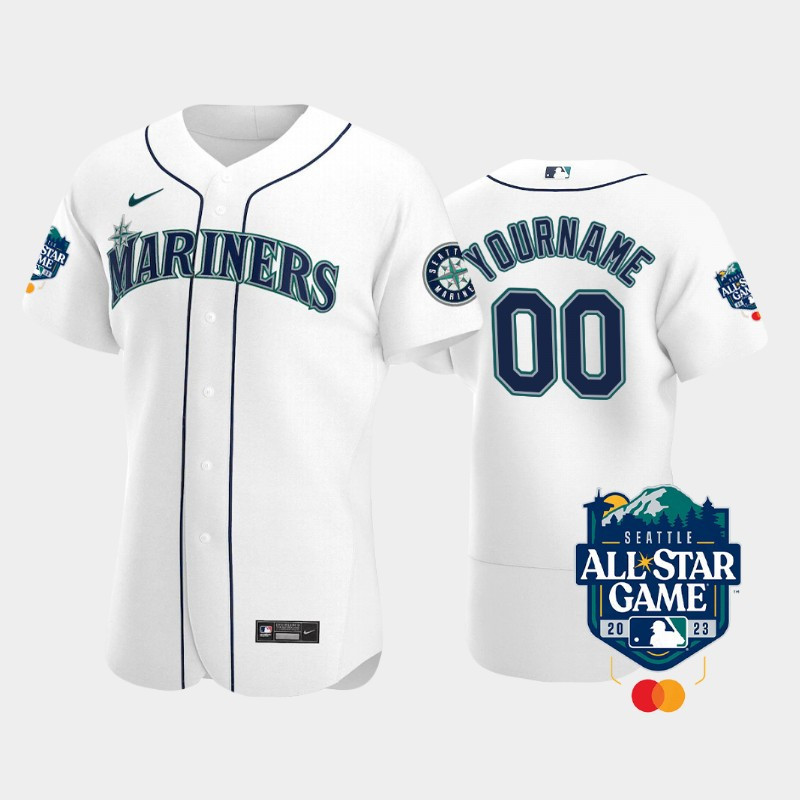 2023 All Star Game Seattle Mariners 00 Custom White MLB Jersey Men's