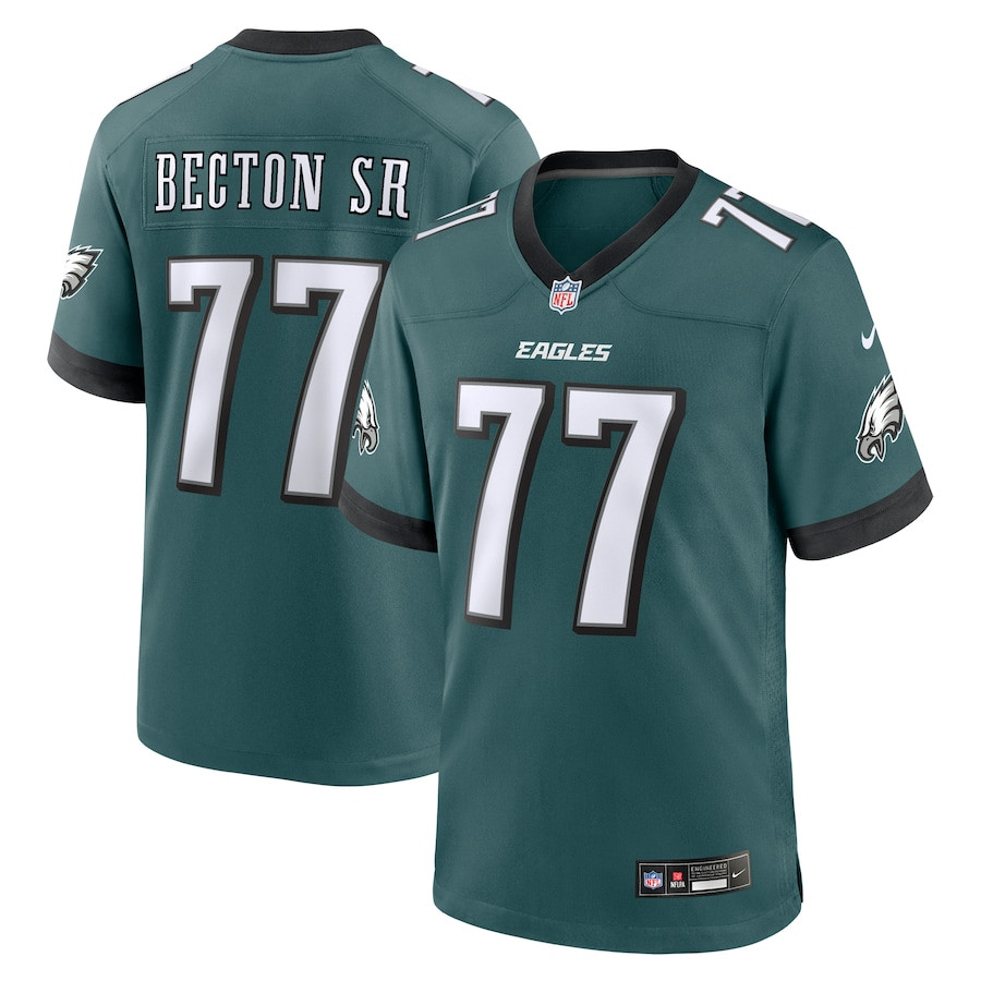 Mekhi Becton Sr. 77 Philadelphia Eagles Game Midnight Green NFL Jersey Men's