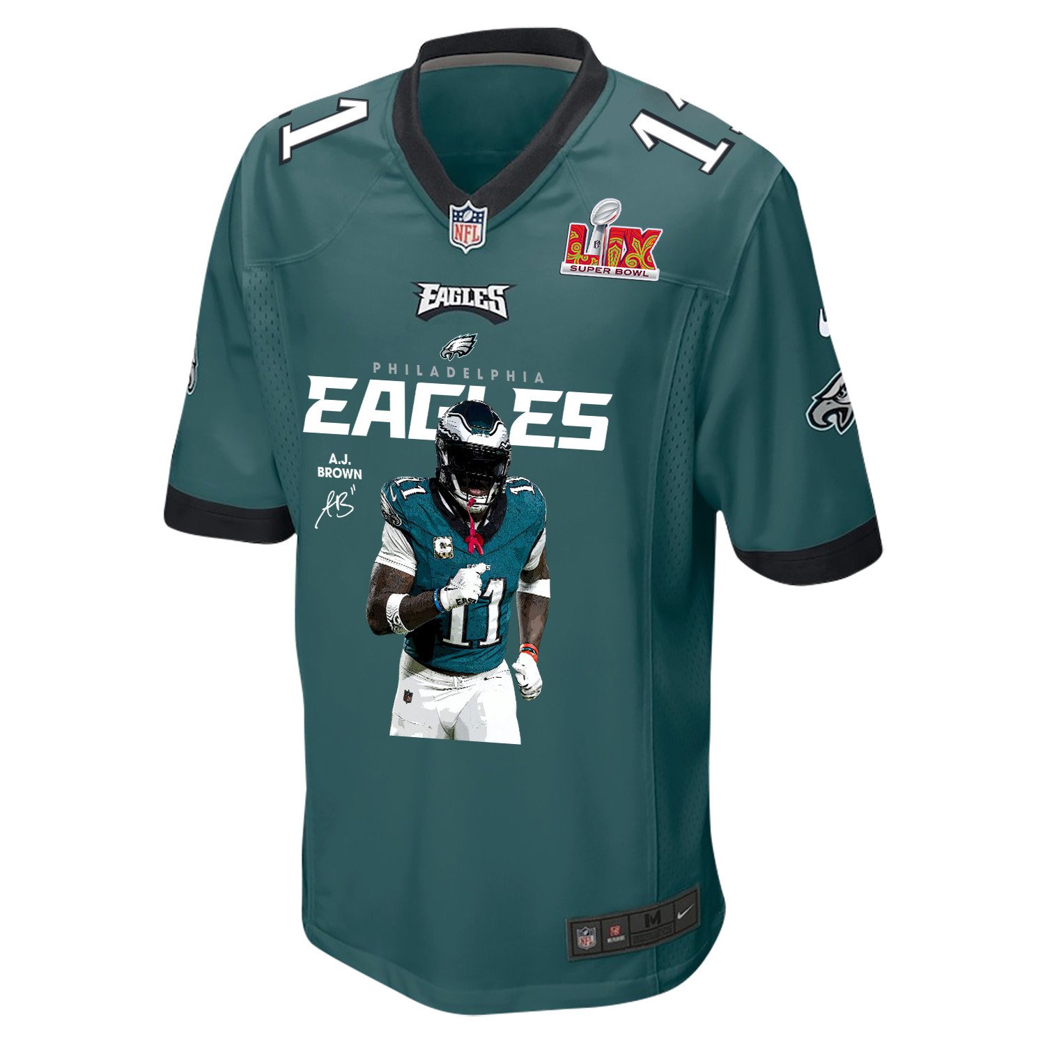 A.J. Brown 11 Philadelphia Eagles Brown's Pigskin Prowess' Game Midnight Green NFL Jersey Men's