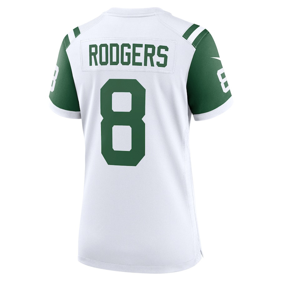 Aaron Rodgers 8 New York Jets Classic Alternate Game White NFL Jersey Women's