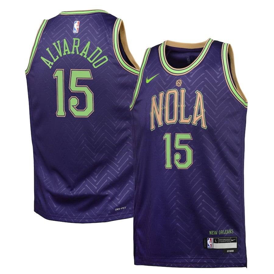 Jose Alvarado 15 New Orleans Pelicans 2024/25 Swingman Playe City Edition Purple NBA Jersey Youth