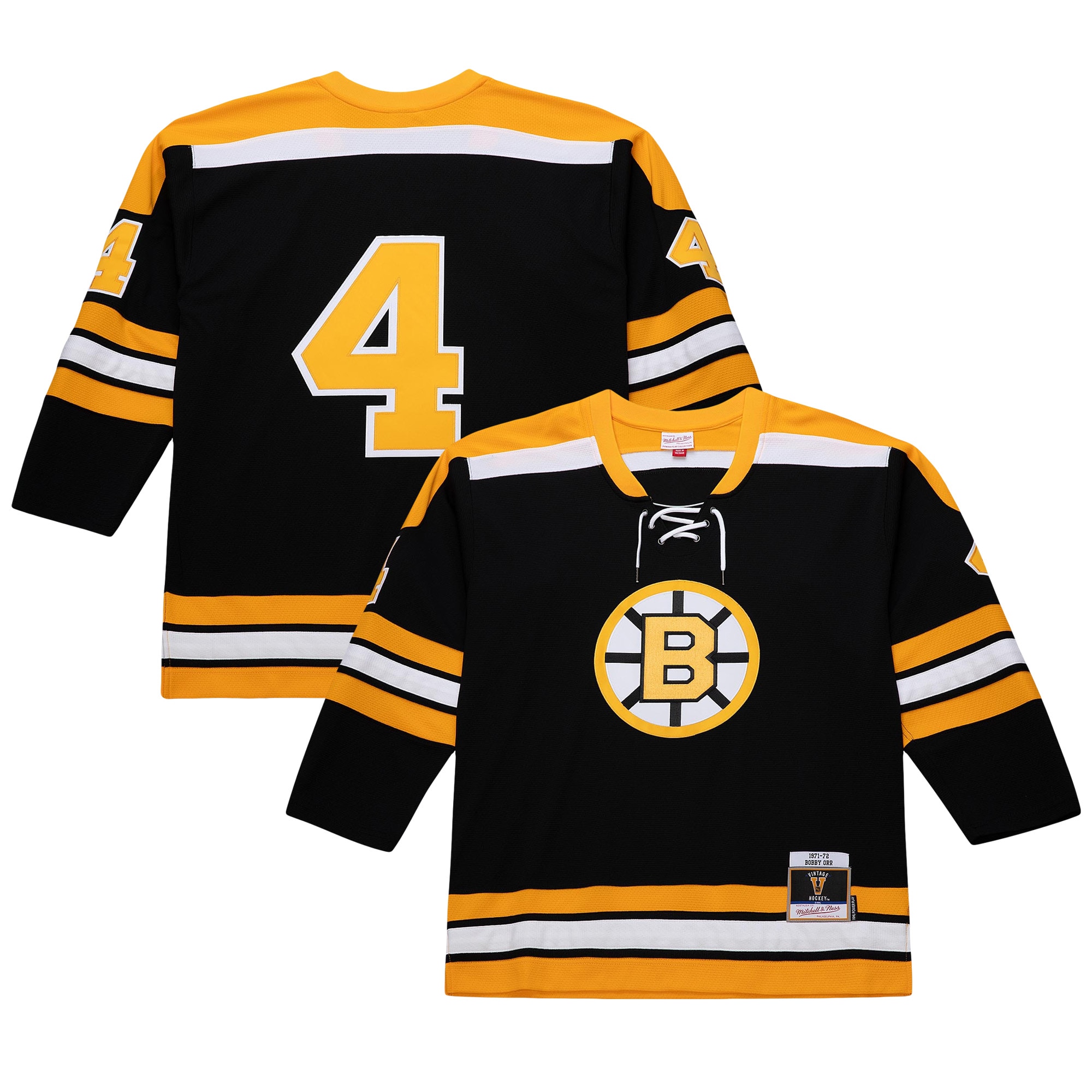 Boston Bruins Bobby Orr Mitchell Ness Black Big Tall 1971/72 Blue Line 2.0 NHL Jersey Men's