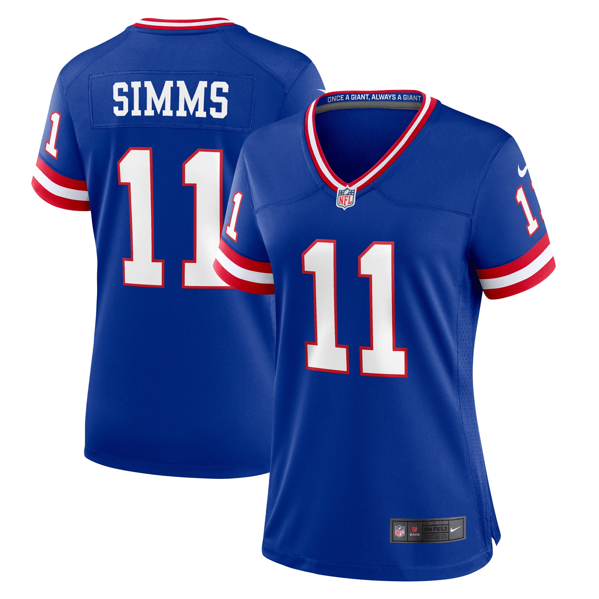 New York Giants Phil Simms Royal Classic Retired Player Game NFL Jersey Women's