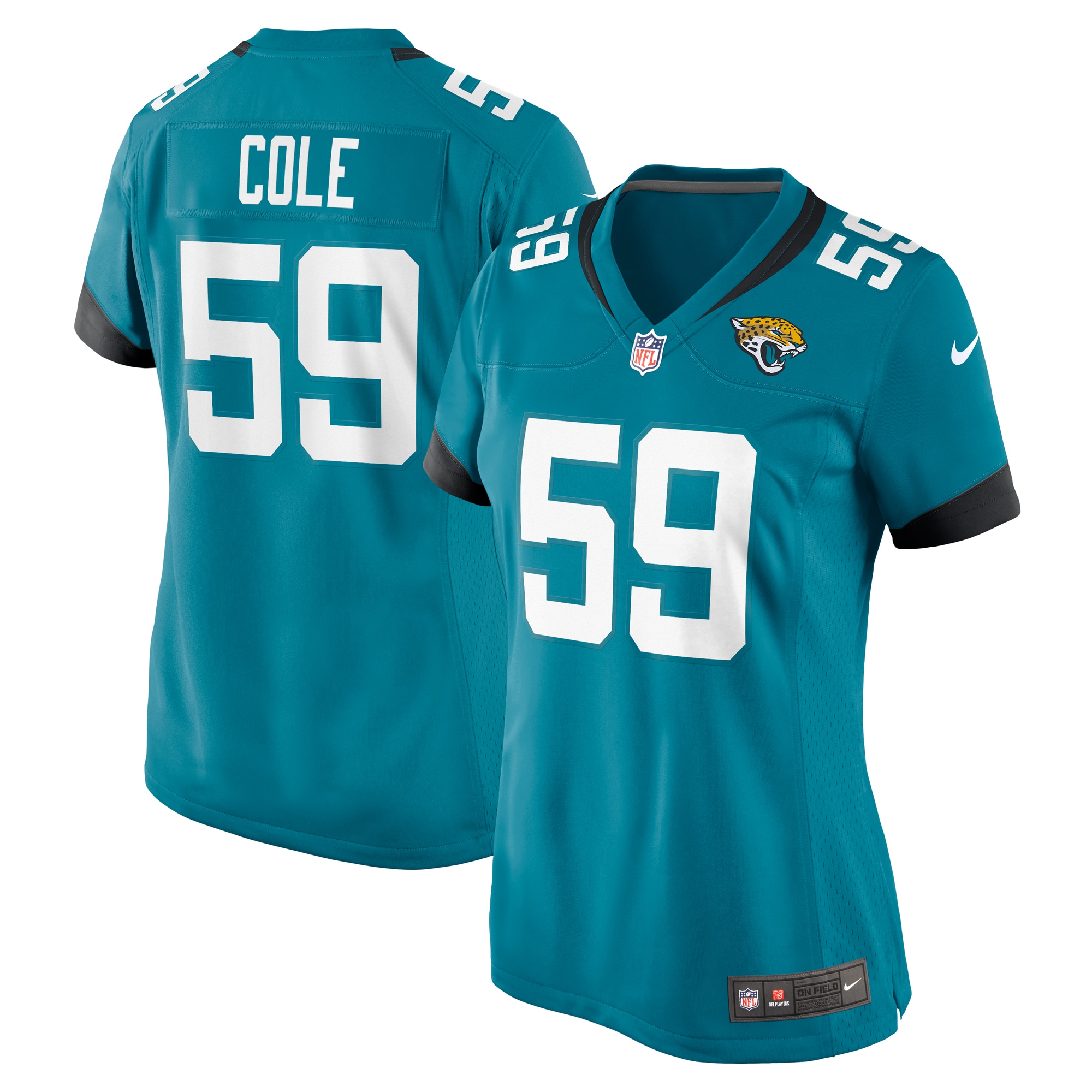 Jacksonville Jaguars Myles Cole Teal Game NFL Jersey Women's