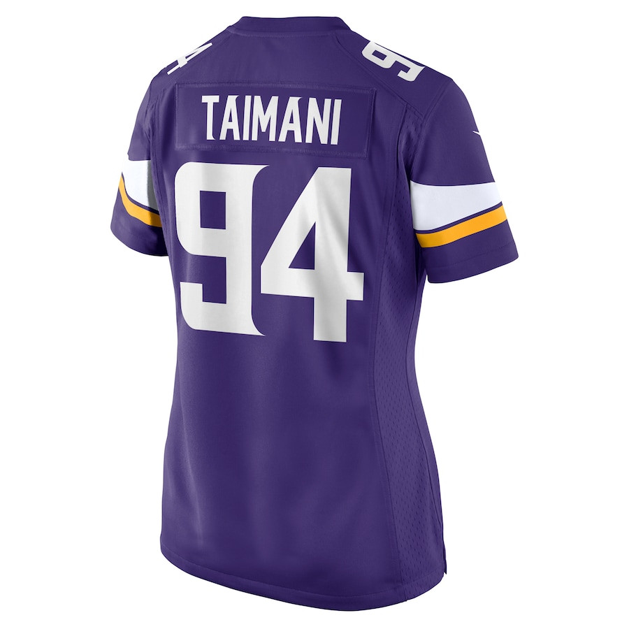 Taki Taimani 94 Minnesota Vikings Game Purple NFL Jersey Women's