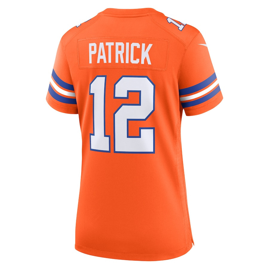 Tim Patrick 12 Denver Broncos Mile High Collection 1977 Throwback Player Game Orange NFL Jersey Women's