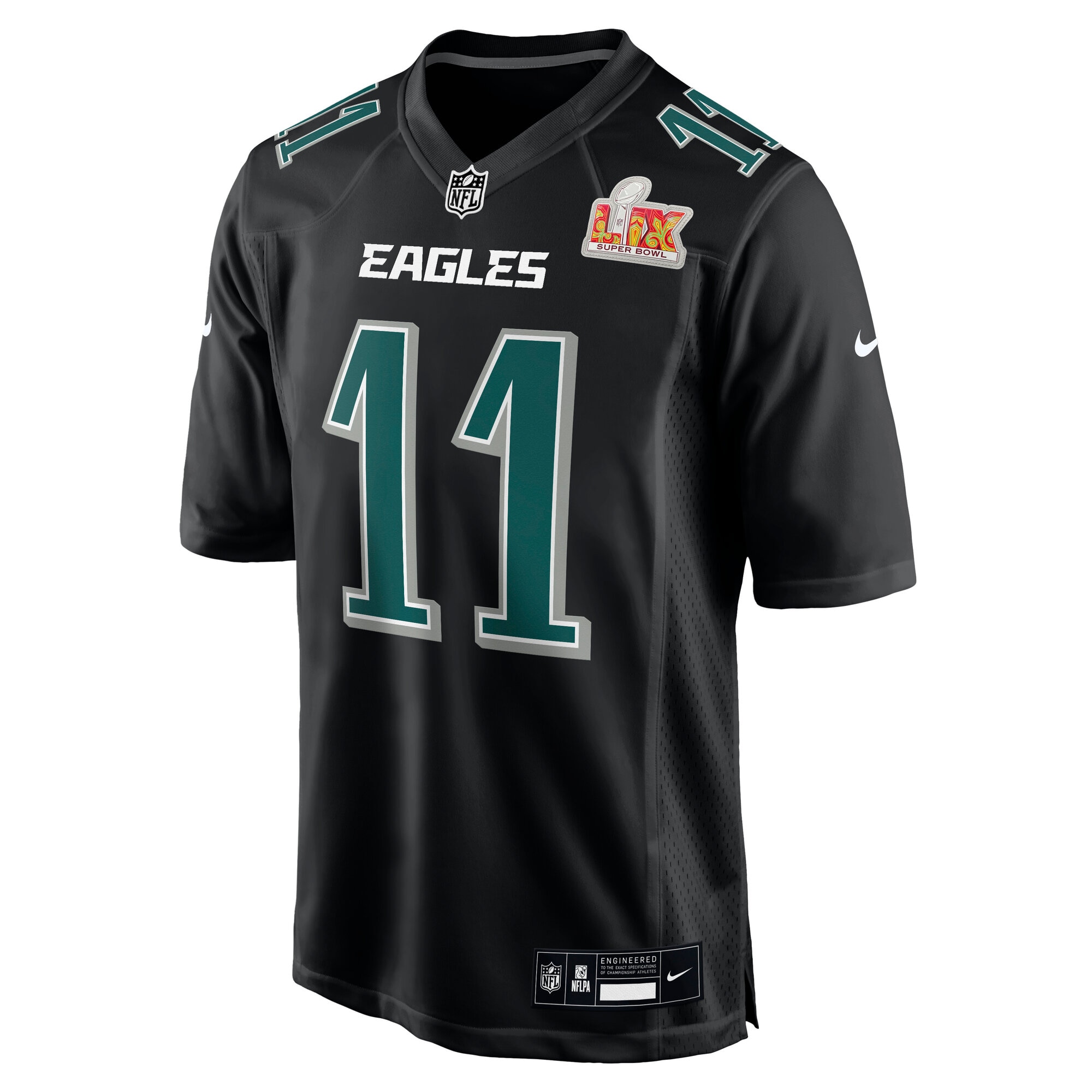 Philadelphia Eagles A.J. Brown Carbon Black Super Bowl LIX Fashion Game Player NFL Jersey Men's