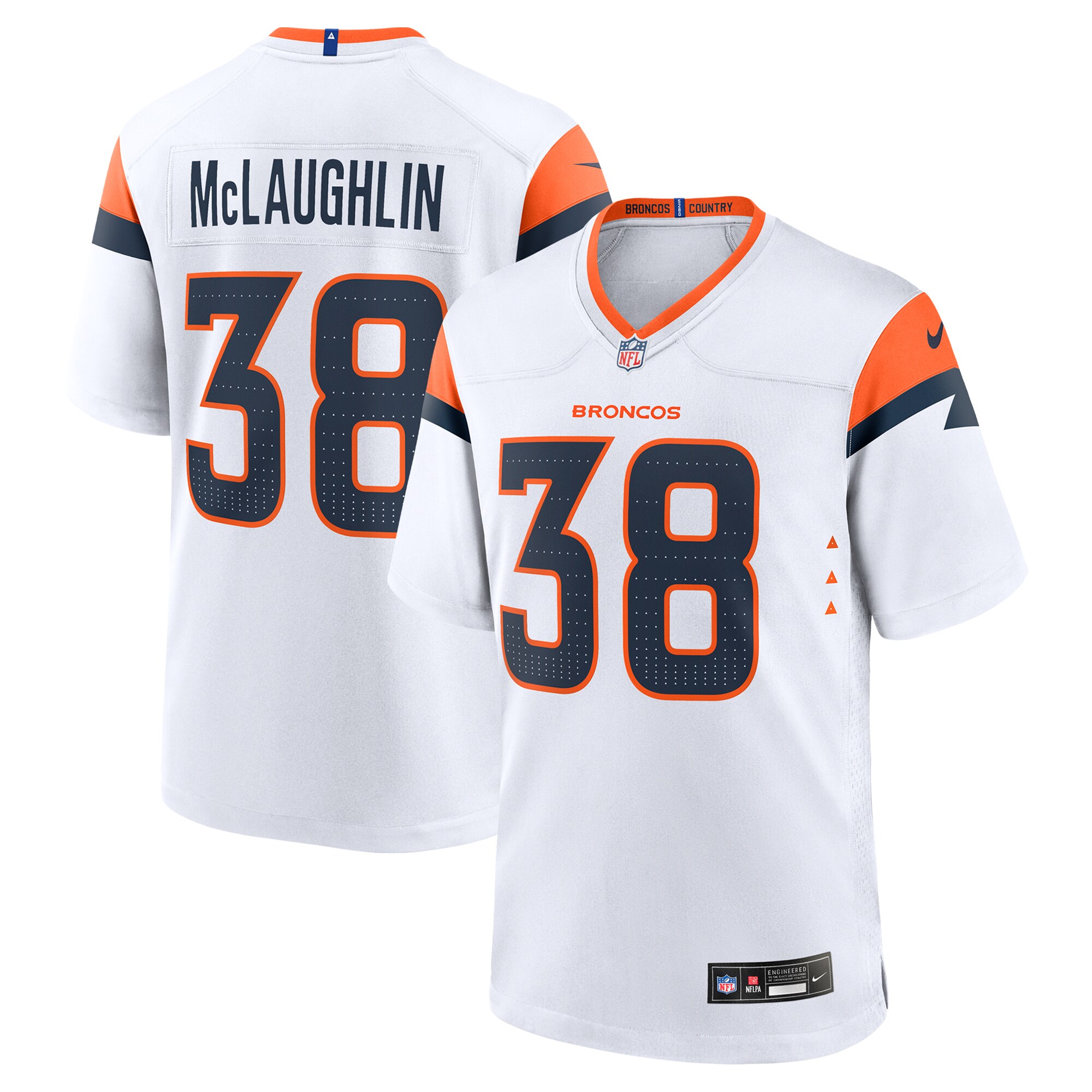 Denver Broncos Jaleel McLaughlin White Game NFL Jersey Men's