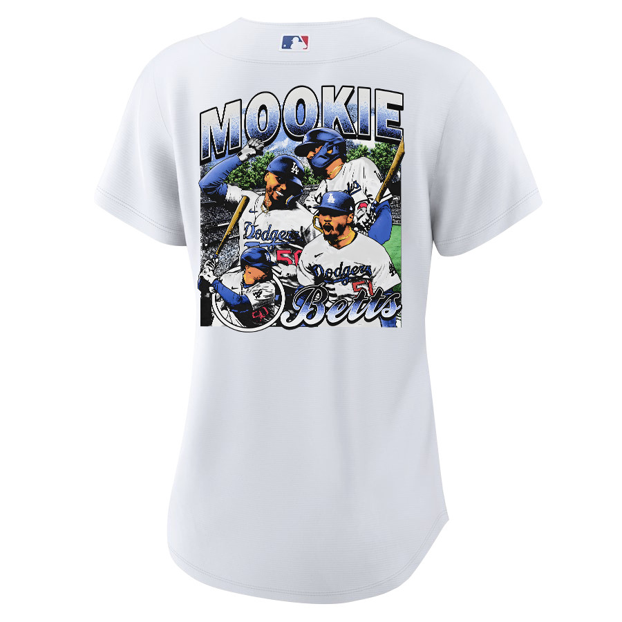 Mookie Betts 50 Los Angeles Dodgers Stadium 2023 Home Player White MLB Jersey Women's