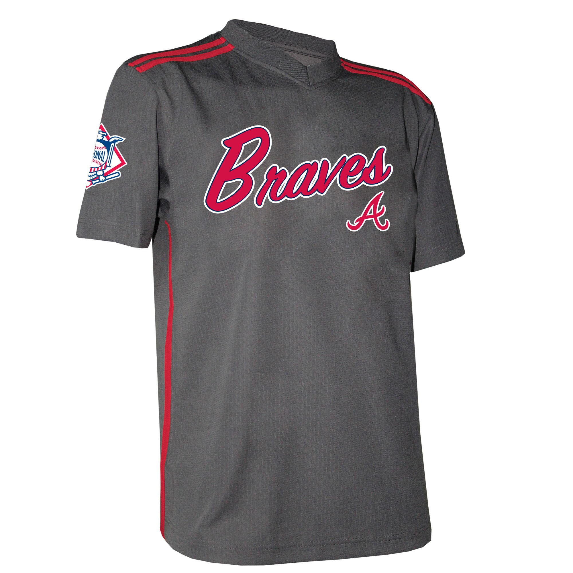 Atlanta Braves Stitches Charcoal Team V-Neck MLB Jersey Youth