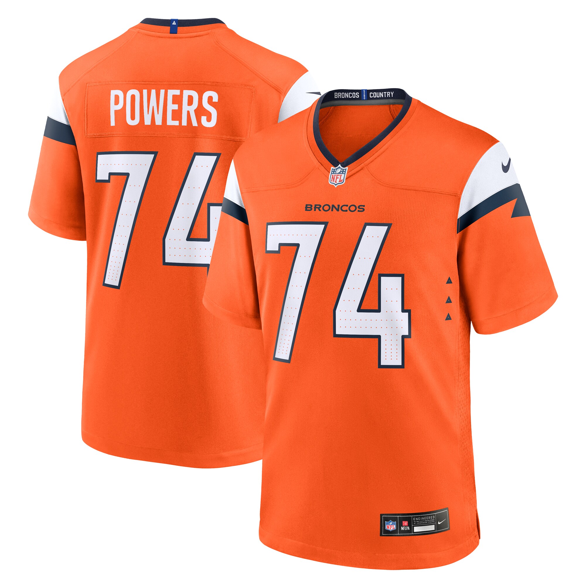 Denver Broncos Ben Powers Orange Team Game NFL Jersey Men's