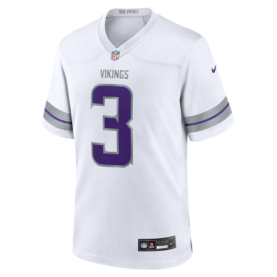 Jordan Addison 3 Minnesota Vikings Alternate Game Player White NFL Jersey Men's