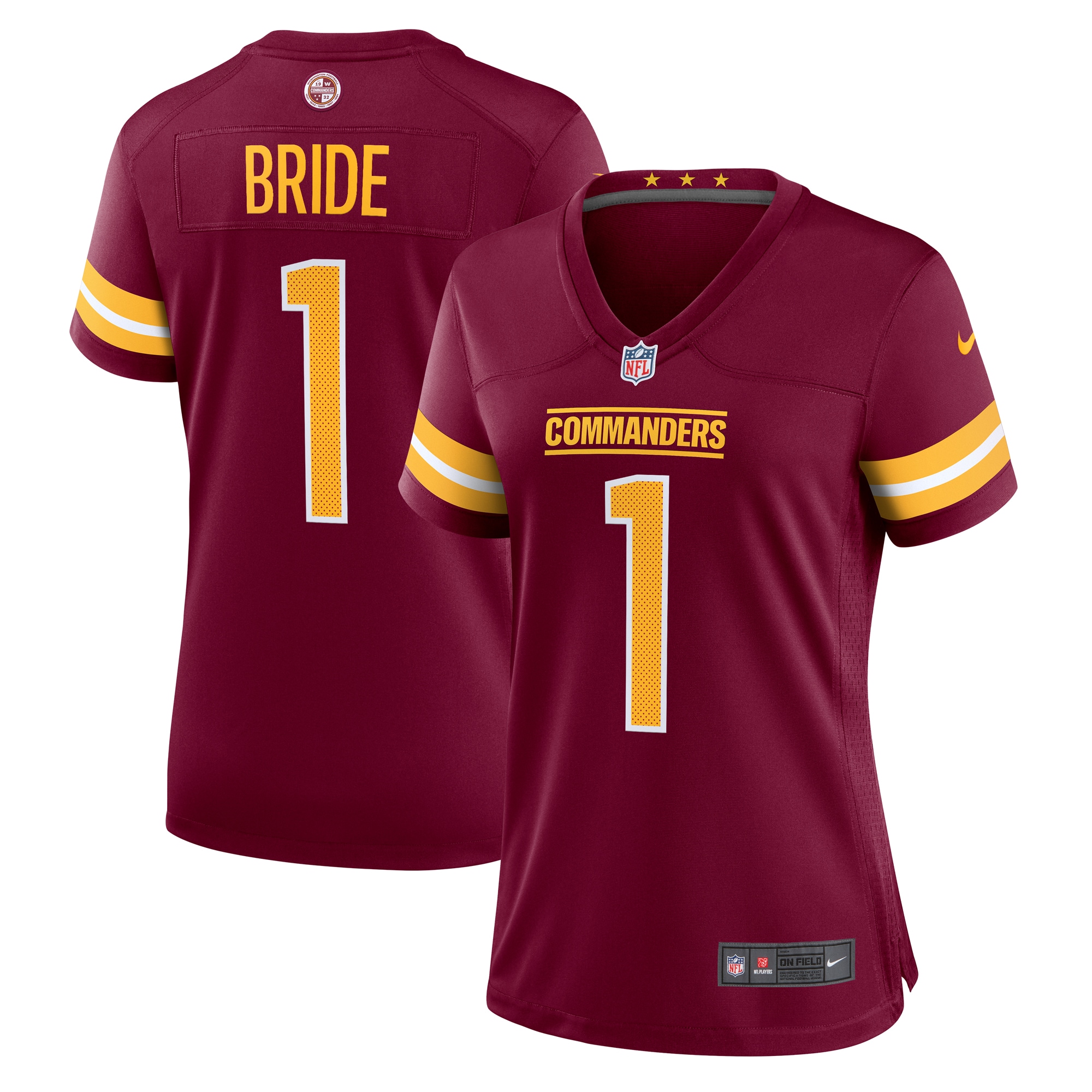 Washington Commanders Number 1 Bride Burgundy Game NFL Jersey Women's