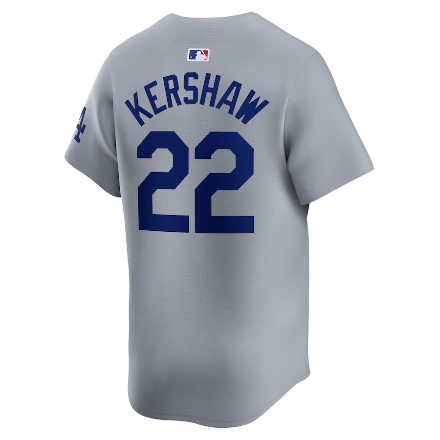 Clayton Kershaw 22 Los Angeles Dodgers Away Limited Gray MLB Jersey Men's