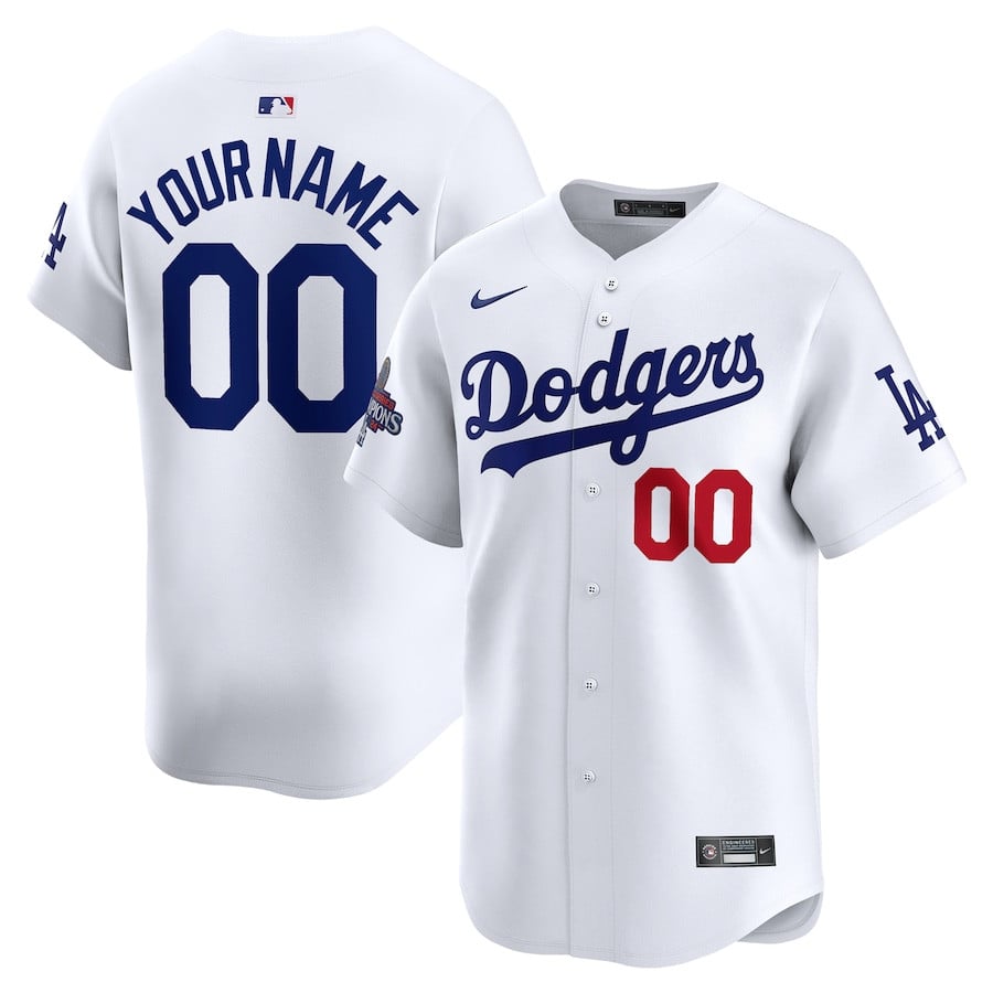 Los Angeles Dodgers 2024 World Series Champions Home Custom Limited White MLB Jersey Men's