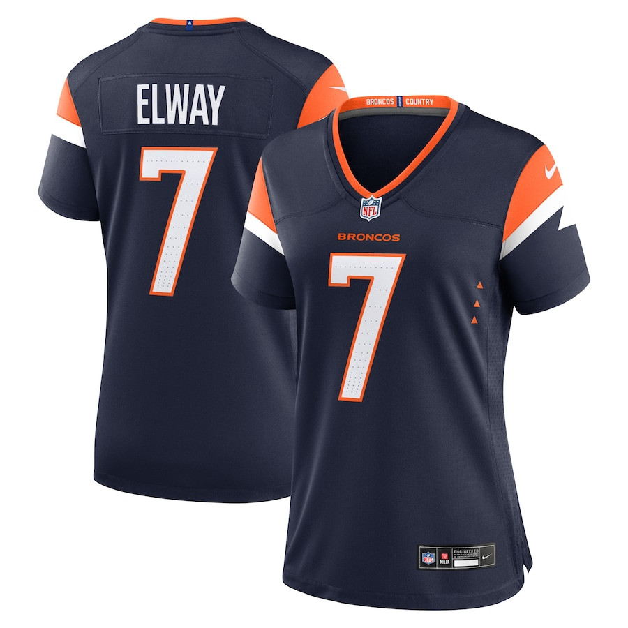 John Elway 7 Denver Broncos Retired Alternate Game Navy NFL Jersey Women's
