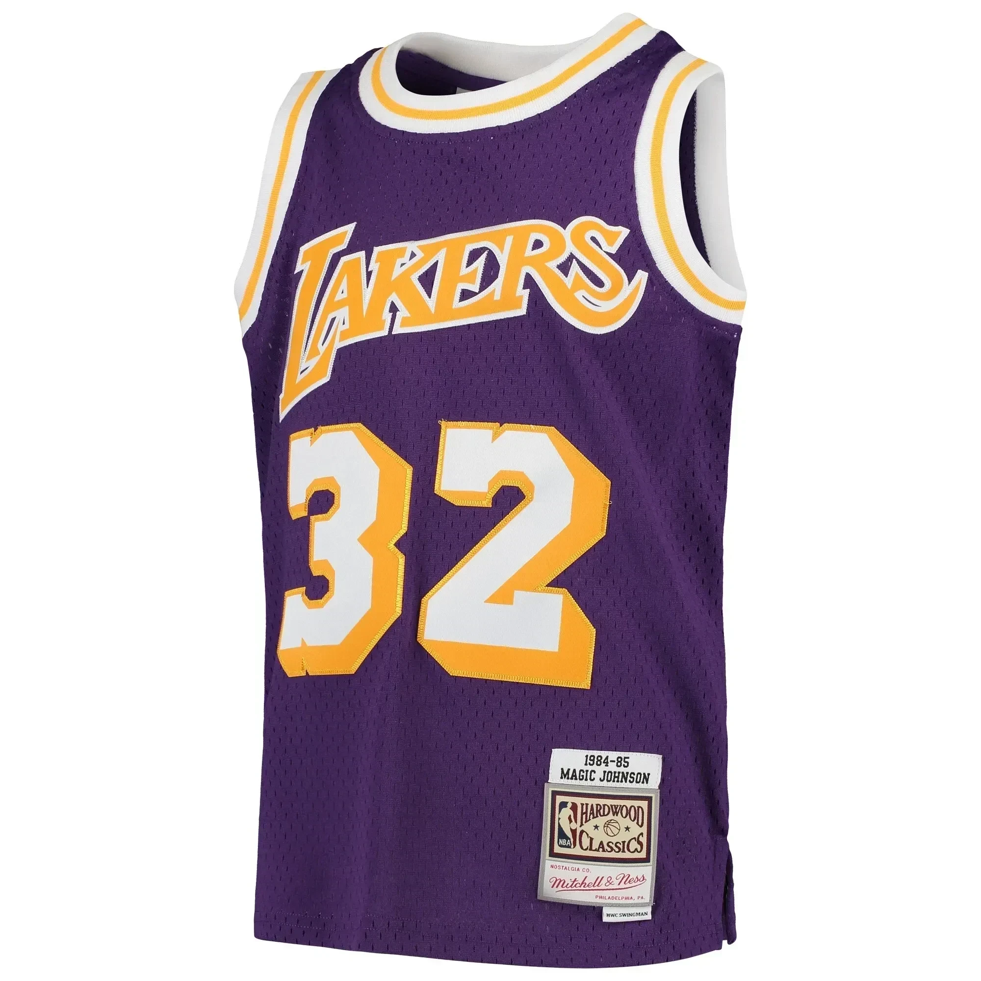 Magic Johnson Los Angeles Lakers Mitchell&Nes 1984-85 Hardwood Classics Swingman Throwback Purple NBA Jersey Youth